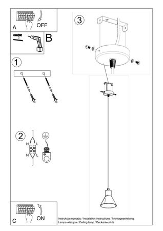 Lampa wisząca TALEJA 1 biała [E27]