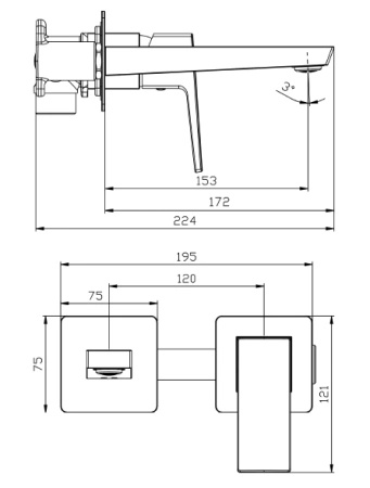 Bateria umywalkowa podtynkowa, chrom