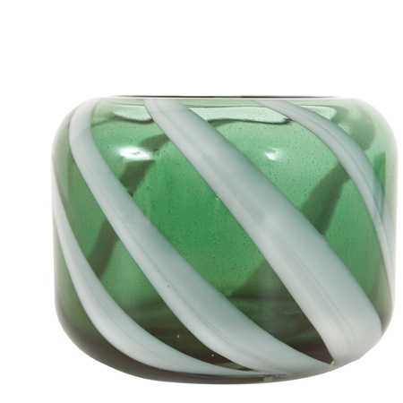 Candy Stripe Tealight Holder S/2 Green100x100x75mm