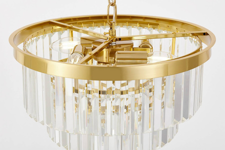 NOWOCZESNY ŻYRANDOL KRYSZTAŁOWY MOSIĘŻNY CAPRIA D40