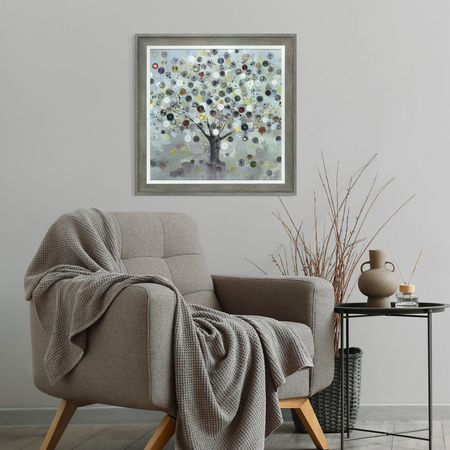 Obraz w ramie „Watch Tree Small” – szary, 60 × 3,5 × 60 cm