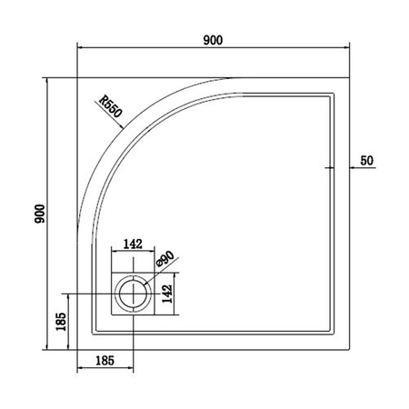 XENA brodzik prysznicowy kompozytowy 90x90cm, półokrągły, R550, biały
