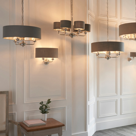 Highclere 2 Wall Light Nickel & Charcoal