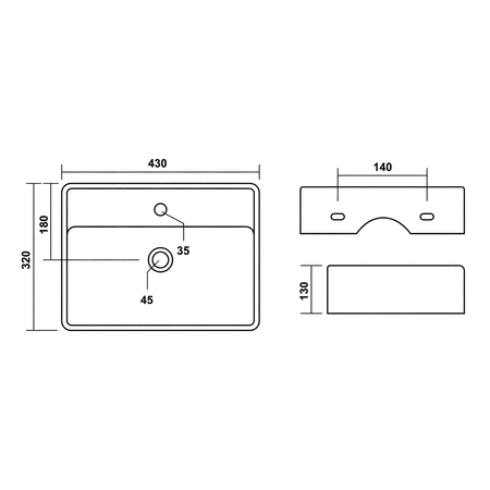 ZIPSER umywalka ceramiczna 43x32cm, biały