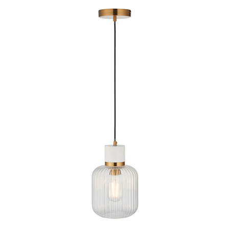 Travi Ribbed 1 Pendant Light White Volakas Marble