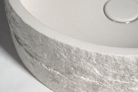 ISPIR betonowa umywalka z odpływem, 40cm, biały piaskowiec