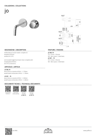 Bateria umywalkowa podtynkowa L-248mm-Paffoni/kolekcja Jo