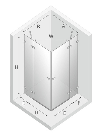 KABINA AVEXA  PROSTOKĄTNA U 110x80x200 CZYSTE 6mm ACTIVE SHIELD