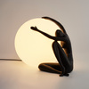 Lampa stołowa WOMAN-1 ,47 cm - czarna figura, biały klosz