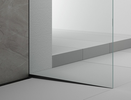 ARCHITEX zestaw do mocowania szkła podłoga-ściana-sufit z listwą spadkową, 1615x2600mm, prawy, czarny mat