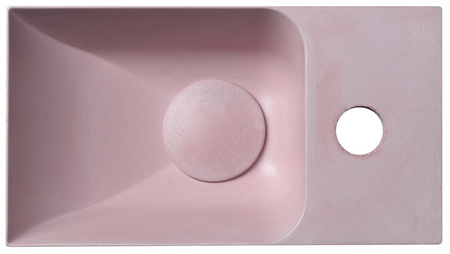 PICCOLINO umywalka betonowa, 30,8x17cm, bateria z prawej strony, różowy mat