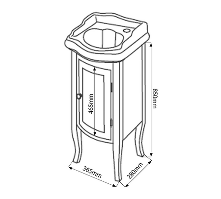 RETRO szafka umywalkowa 36,5x85x29cm, buk
