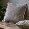 Woodleigh Fringe Cushion Stone 500x500mm