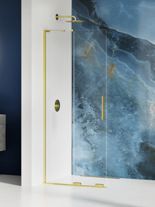 Kabina prysznicowa SMART LIGHT GOLD 1D walk-in U 80x200 szkło czyste 8mm Active Shield 2.0 -WSPORNIK KĄTOWY