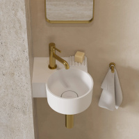 OVO M+ umywalka nablatowa/wisząca - lewa, 33 x 34 cm, biały mat