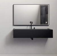 KANAAL umywalka ceramiczna 100x40cm, czarny mat