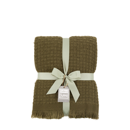 Soft Touch Waffle Throw Olive 1300x1700mm