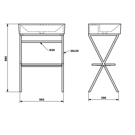 FERRO konsola pod umywalkę 565x720x390mm, czarny