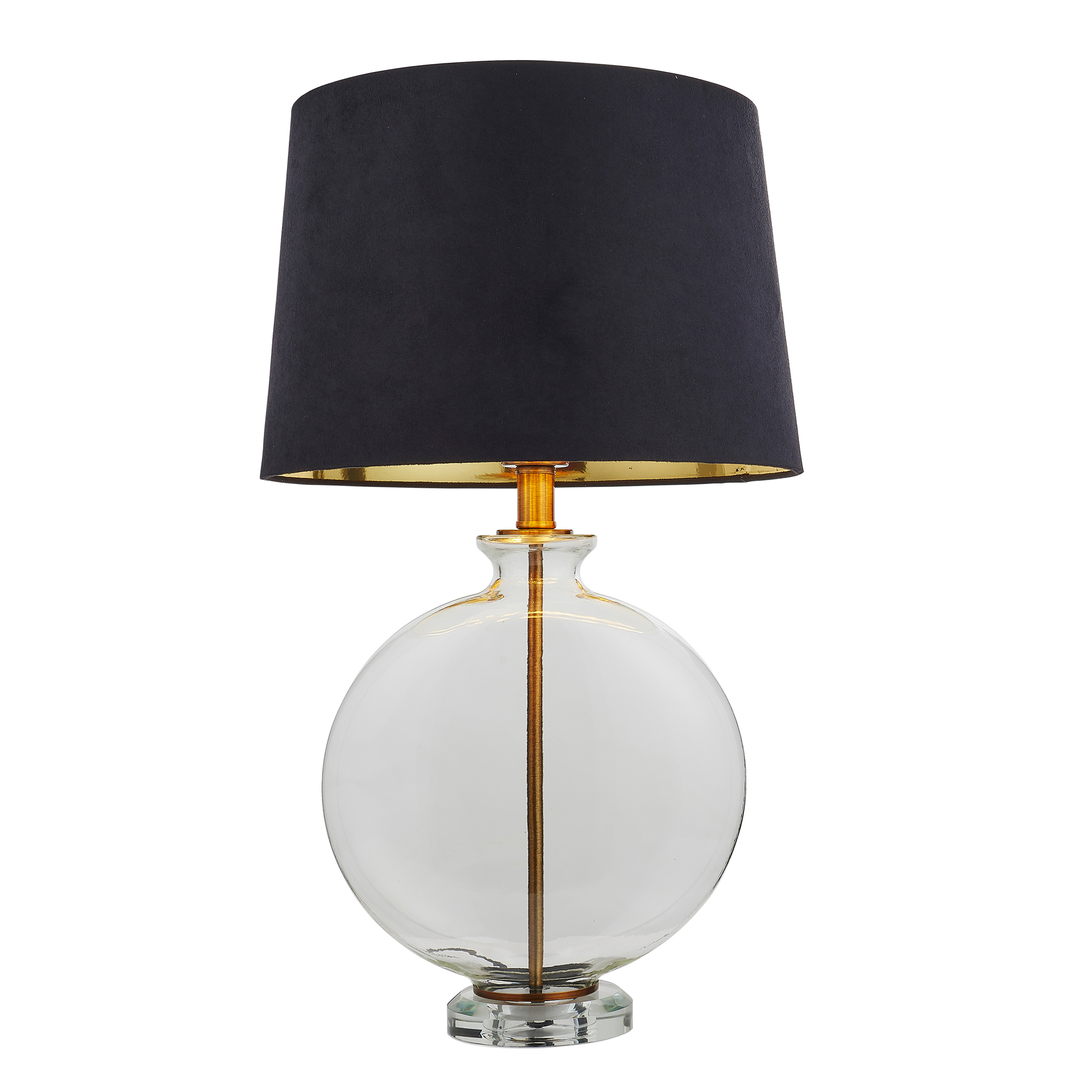 Lampa stołowa Gideon – antyczny mosiądz / przezroczysty, 35 × 35 × 59,5 cm