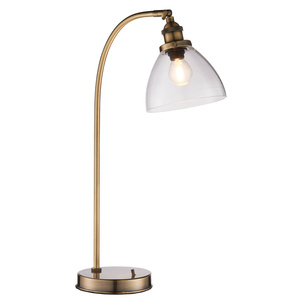 Lampa stołowa Hansen – antyczny mosiądz / przezroczysty, 15 × 30 × 53,3 cm
