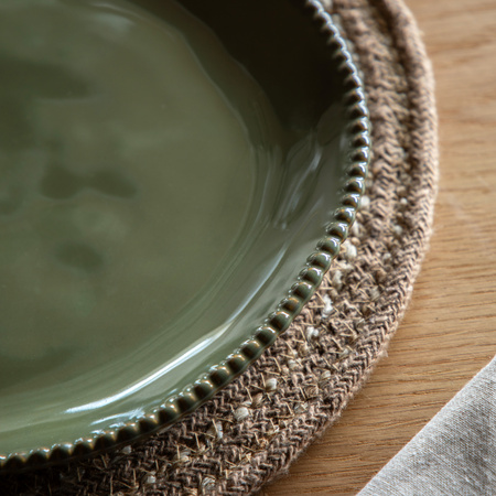 Organic Beaded Dinner Plate Olive (4pk) D280mm