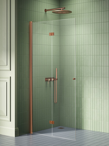 NZ2 Kabina prysznicowa NEW SOLEO COPPER BRUSHED walk-in L 70x195 szkło czyste 6mm Active Shield 2.0