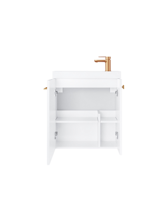 Szafka łazienkowa wisząca z umywalką 55 cm biały mat uchwyt miedź NOOK 010-SU55-02+TR41366