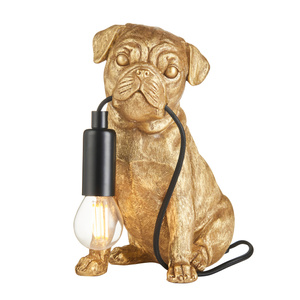 Lampa stołowa Pug – vintage złota, 19,7 × 13 × 23,7 cm