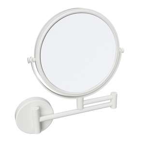X-ROUND WHITE wiszące lusterko kosmetyczne, średnica 200mm, dwustronne, biały mat