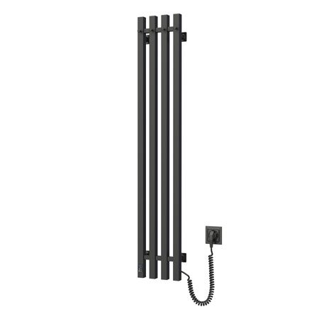 Elektryczny grzejnik łazienkowy CZARNY LEVANTE Sensor 210х1200 Prawa strona podłączenia, sterowanie dotykowe, regulator temperatury, Timer wyłączania