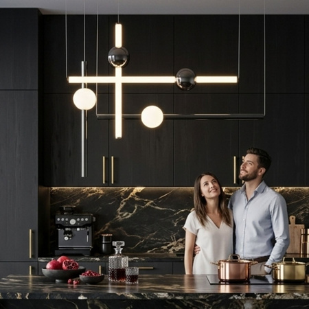 Lampa wisząca O-LINE L-4 LED czarny tytanowy połysk do jadalni