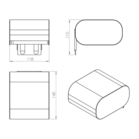 OUTLINE wieszak na papier toaletowy z klapką, czarny mat
