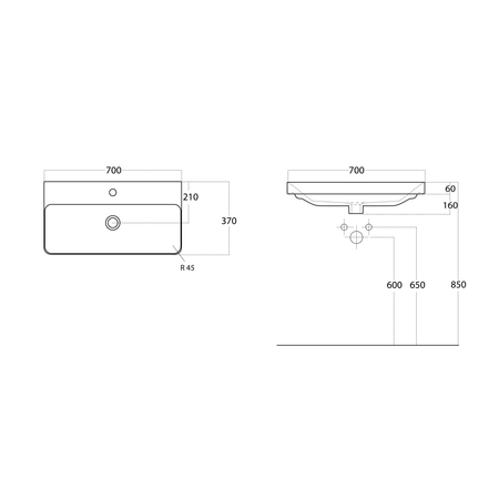 THALIE 70 umywalka meblowa 70x37cm, biała