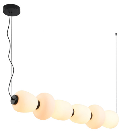 Lampa wisząca BRILLA-6, 125 cm - LED, czarny stelaż, nieregularne białe kule