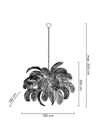MOOSEE lampa wisząca TIFFANY 135 biała    mosiądz / naturalne pióra