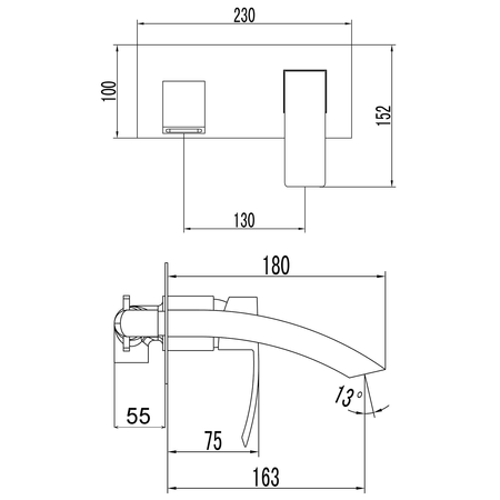 GINKO bateria umywalkowa podtynkowa, chrom