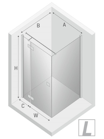 KABINA REFLEXA BLACK PROSTOKĄTNA L 90x80x200 CZYSTE 6mm ACTIVE SHIELD