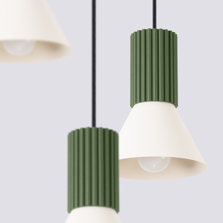 Lampa wisząca ESTRIA 3P beżowa/zielona oliwka