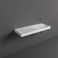 REMAL Umywalka podwieszana & nablatowa 121 X 46 cm L blat z lewej strony biały połysk