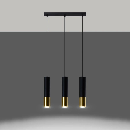 Lampa wisząca LOOPEZ 3L czarny/złoty