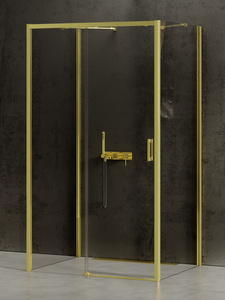 NZ2 Kabina prysznicowa PRIME LIGHT GOLD 1D prostokątna przyścienna L 100x75x200 szkło czyste 6mm Active Shield 2.0