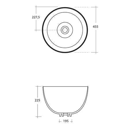 DOME umywalka ceramiczna nablatowa wysoka, Ø 45,5cm, biały