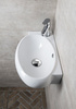 RIBERA ceramiczna umywalka narożna 43x28,5cm, lewy otwór na baterię, biały