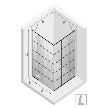 KABINA NEW RENOMA BLACK PROSTOKĄTNA L 100x80x195 KRATKA - CZYSTE 6mm ACTIVE SHIELD