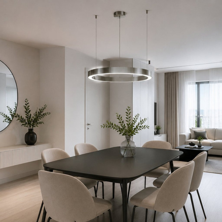 Lampa wisząca CIRCLE 60 cm - LED, ring nikiel szczotkowany