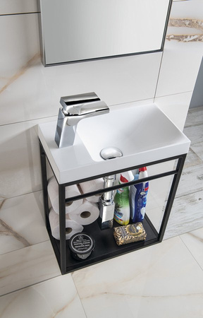 CREST wspornik pod umywalkę z półką 39,5x45x21,7cm, czarny mat