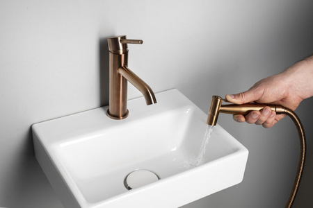 RHAPSODY bateria umywalkowa z prysznicem bidetowym, miedź mat