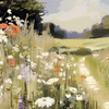 Obraz w ramie „Wildflower Wander” – zielony, 50 × 3 × 50 cm