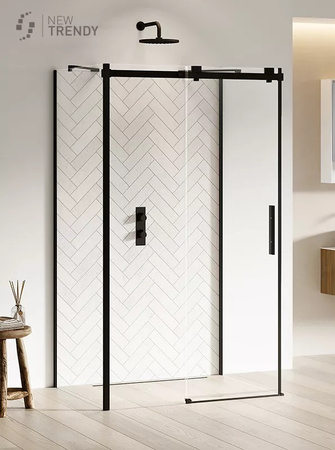 KABINA SOFTI BLACK PROSTOKĄTNA PRZYŚCIENNA  130x100x200 CZYSTE 8mm ACTIVE SHIELD