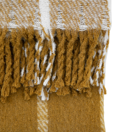 Poly Faux Mohair Check Throw Mustard 1300x1500mm
